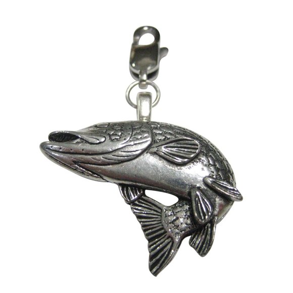 Set of 2 Pike Fish Handcrafted in English Pewter Badges TSB - UK